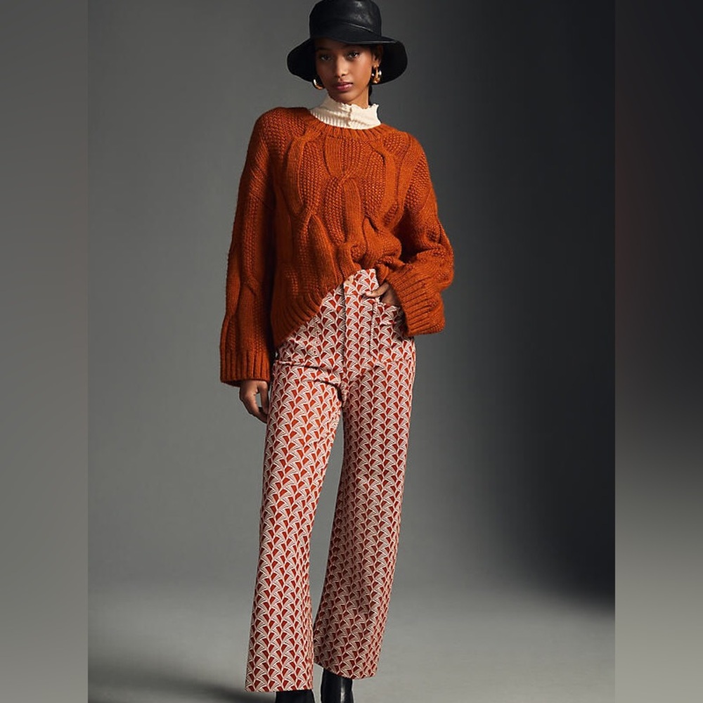 Maeve Red and White Cropped Pants